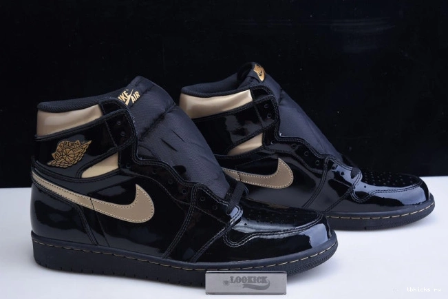 Reps TB JORDAN (2020) RETRO 555088-032 GOLD 1 HIGH AIR METALLIC BLACK 0705